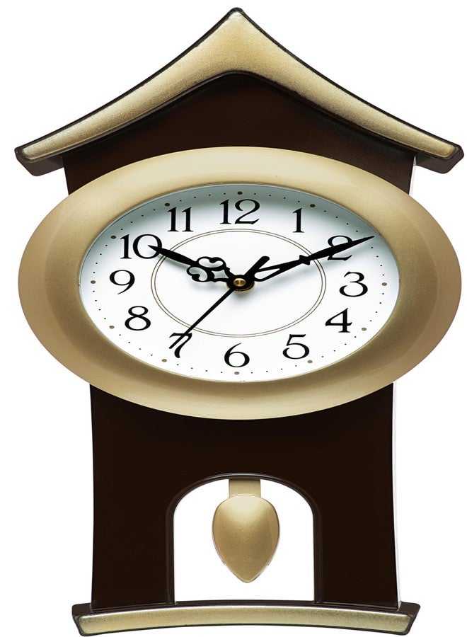 Harbour Analog Latest Stylish New Models Wall Clock with Pendulum for Home Living Room Hall Bedroom (Size Height 40 CM X Width 17.5 CM)- Home Decor Big Size Wall Clock vate (Golden) - Image 2
